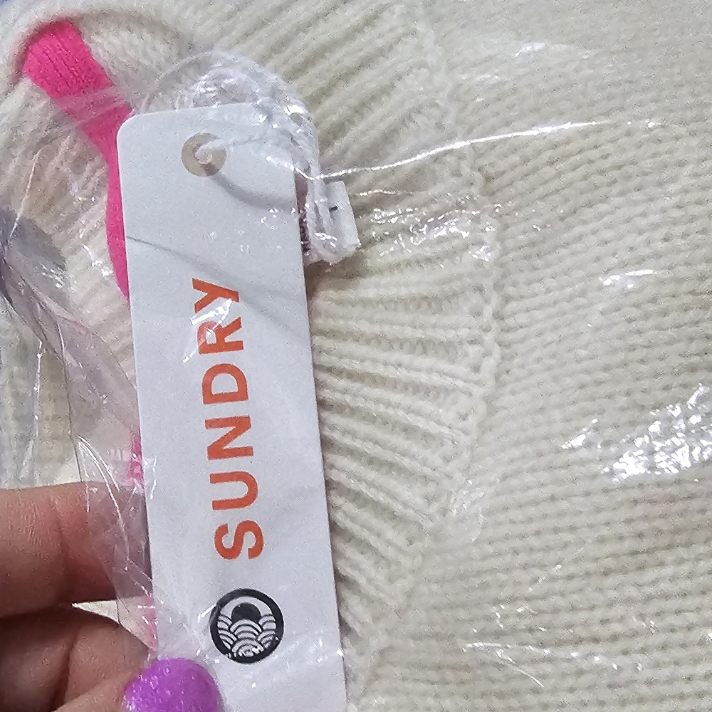 Sundry By Anthropogie Women's Striped Sweater -  Off White and Pink Size 1 - Picture 5 of 5